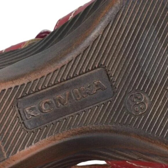 Romika Calgary 2 Wedge Sandal Red Adjustable Straps Size 38 US  7-7.5 - Picture 12 of 14